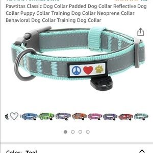 Peace and love teal dog collar